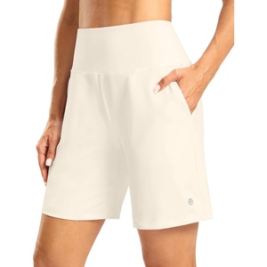 G Gradual Women’s Athletic Shorts 7 Inch with Zipper Pocket(Milky White)