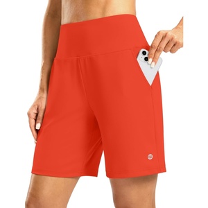 G Gradual Women’s Athletic Shorts 7 Inch with Zipper Pocket(Orange Red)