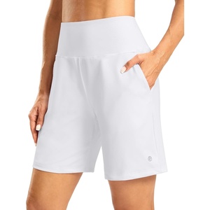 G Gradual Women’s Athletic Shorts 7 Inch with Zipper Pocket(White)