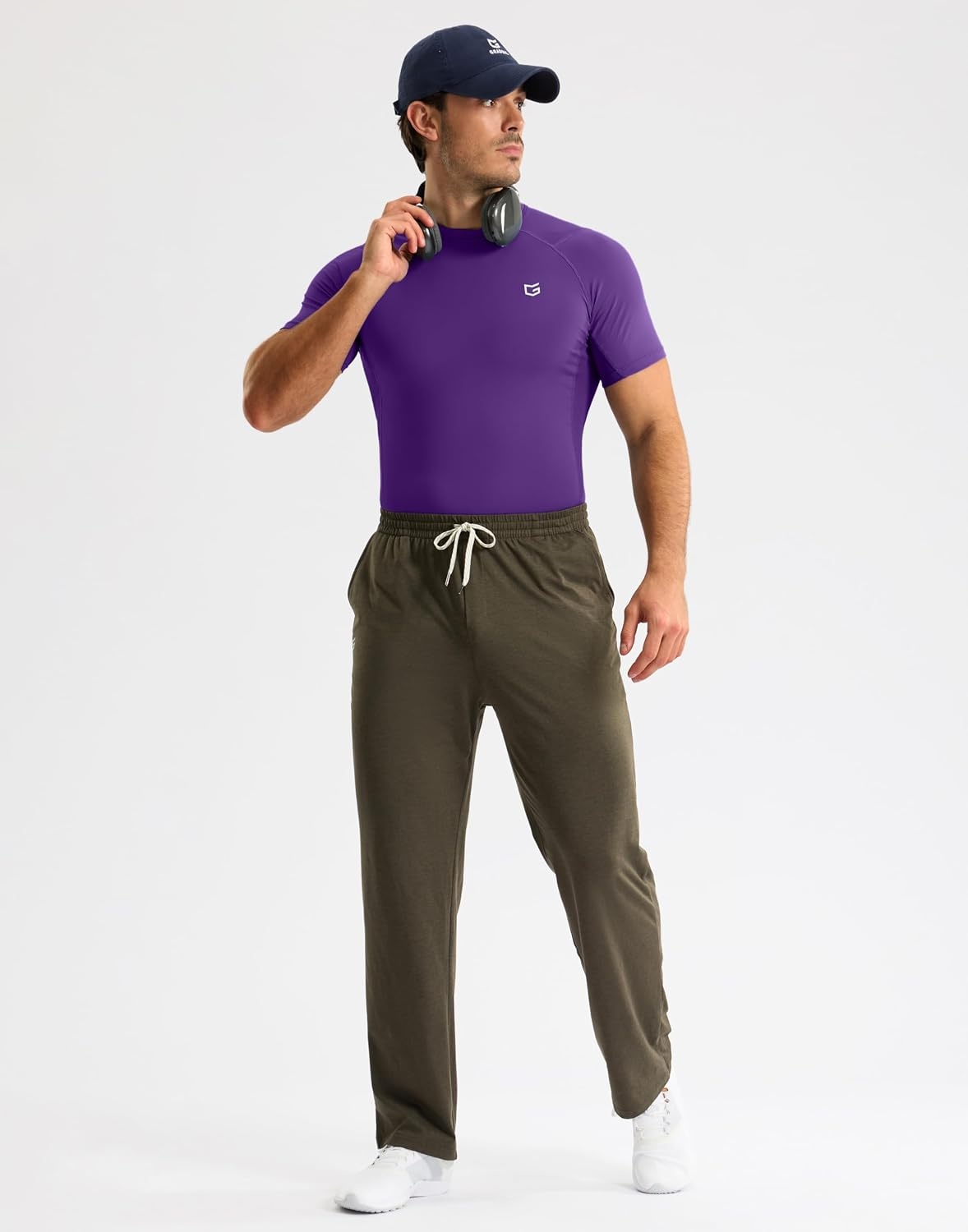 image:imageG Gradual Compression Shirt Men Short Sleeve Dry Fit Workout Gym TShirtPurple