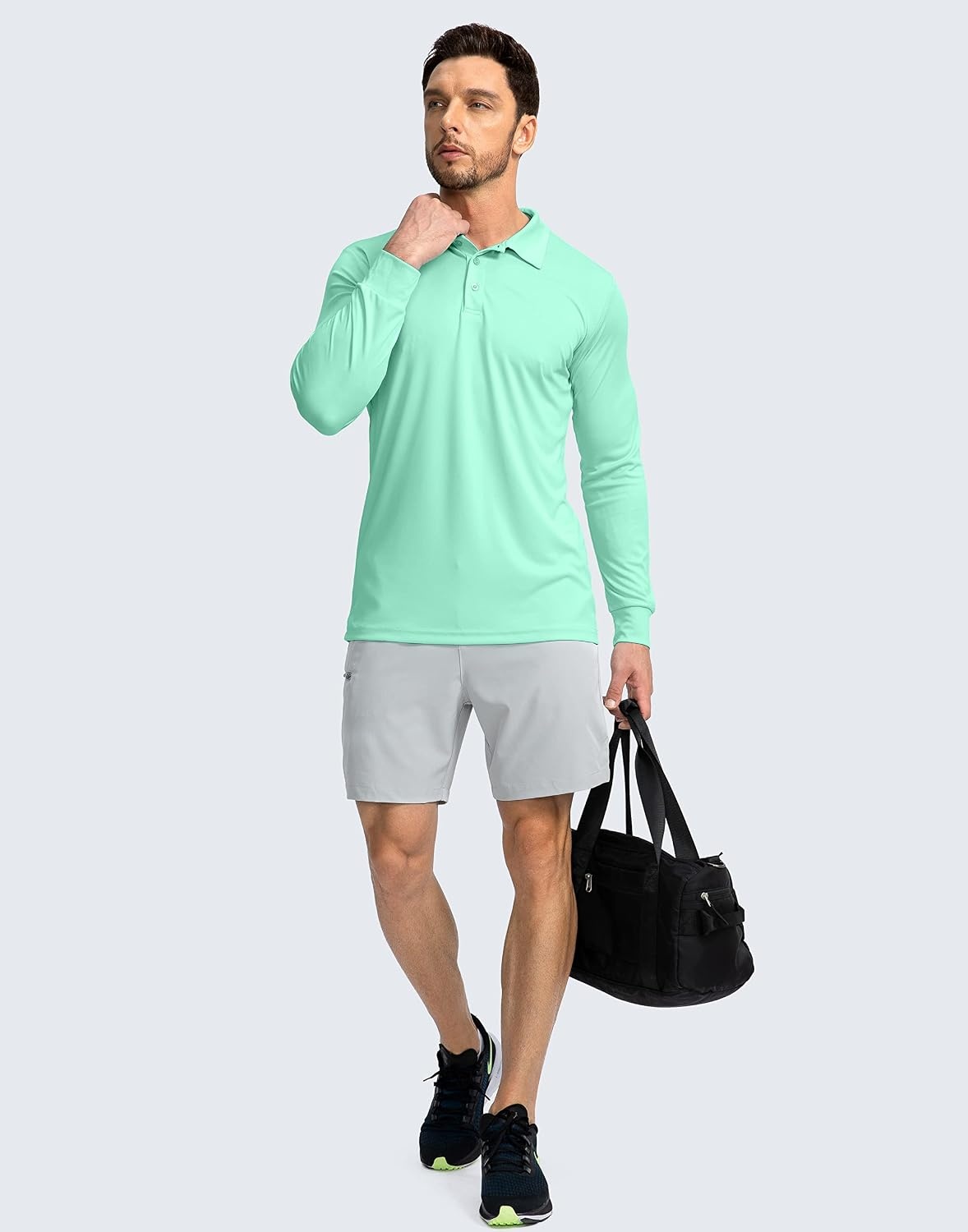 image:imageG Gradual Mens Golf Polo Shirts Long Sleeve Sun Protection Shirts UPF 50Mint Green
