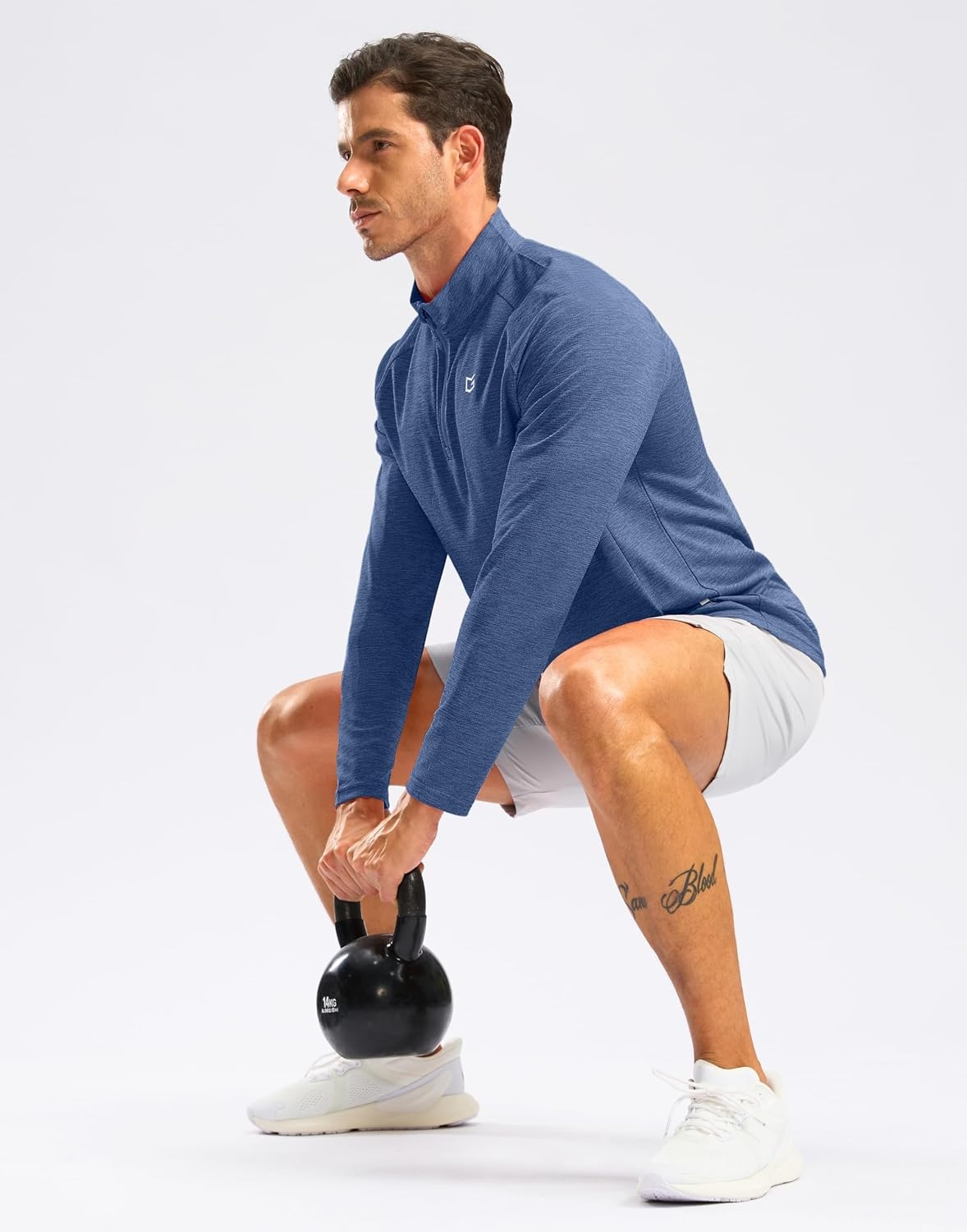 image:imageG Gradual Mens Quarter Zip Pullover Running Athletic Shirts Long SleeveBlue Heather
