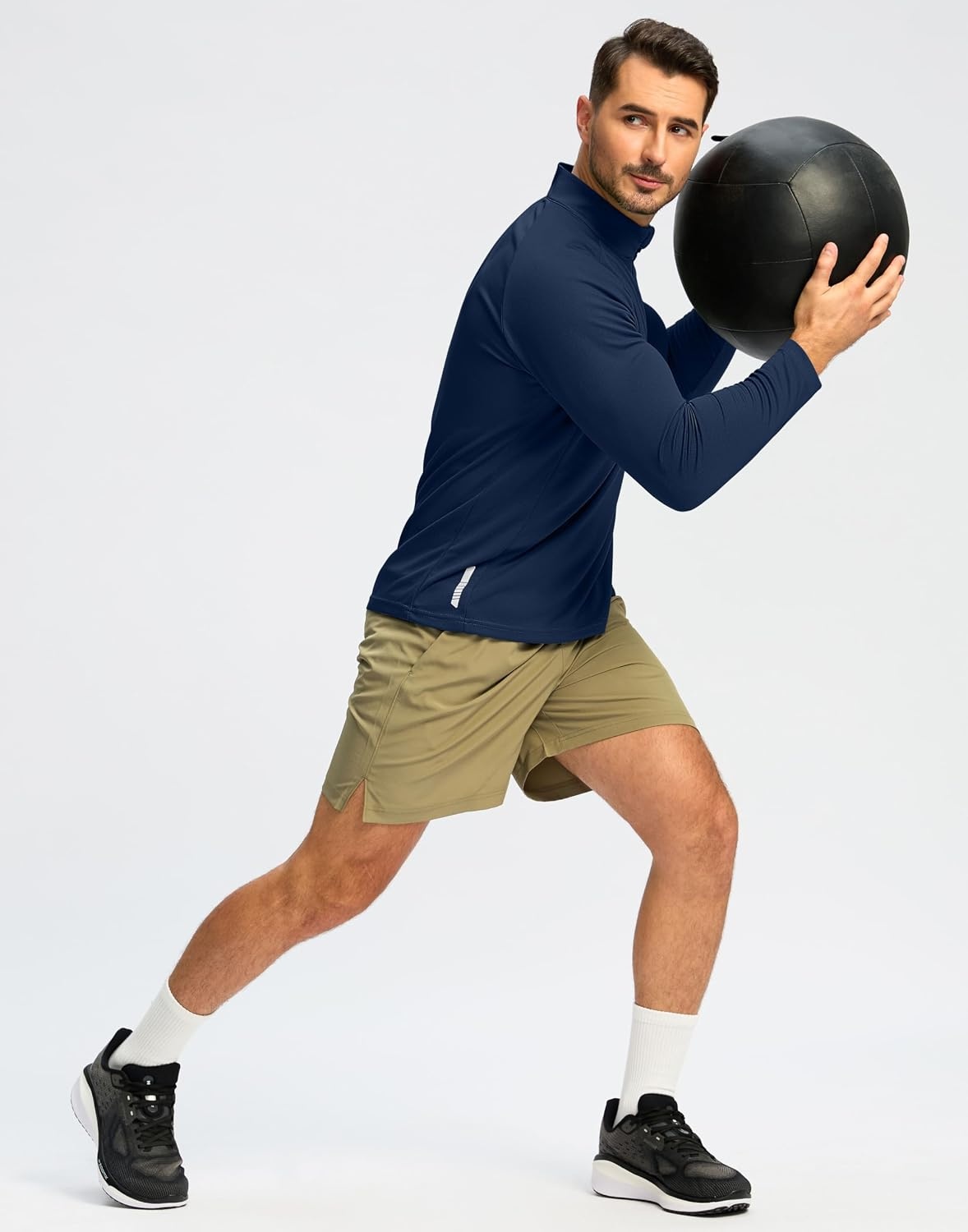 image:imageG Gradual Mens Quarter Zip Pullover Running Athletic Shirts Long SleeveNavy