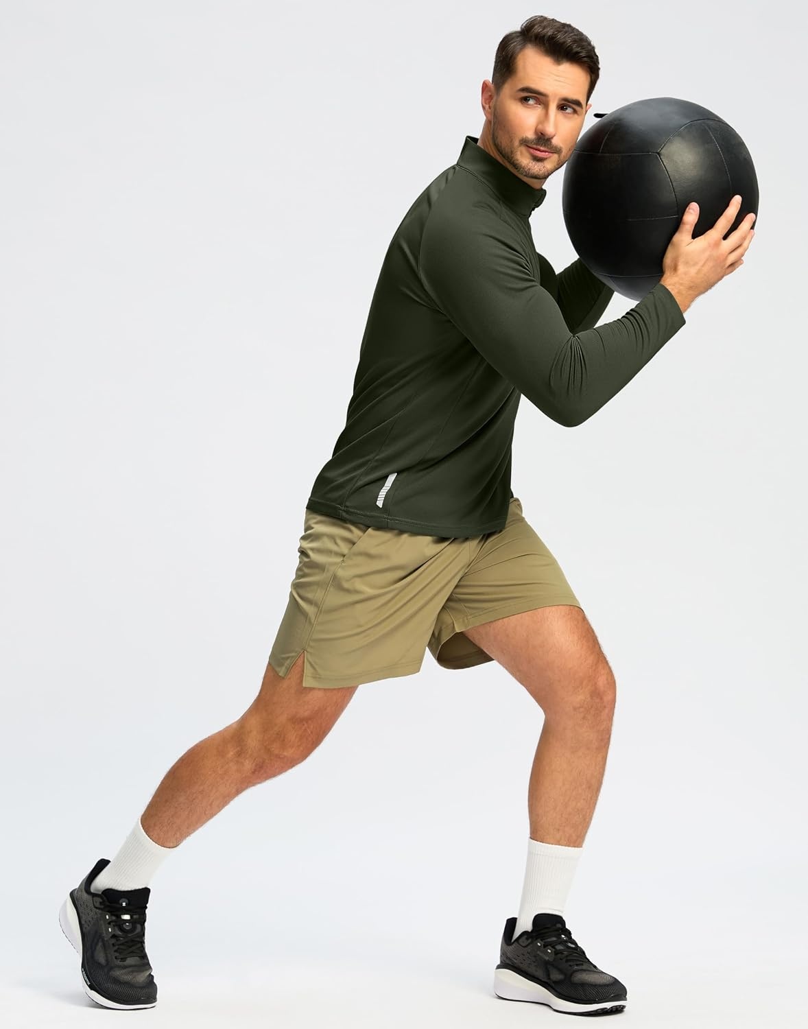 image:imageG Gradual Mens Quarter Zip Pullover Running Athletic Shirts Long SleeveOlive