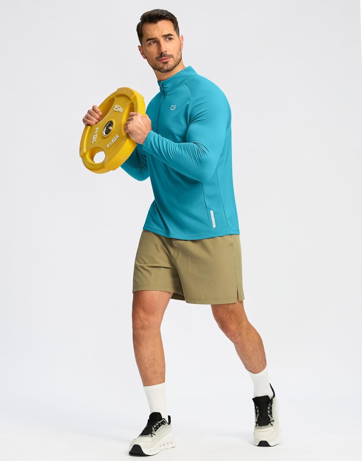 image:imageG Gradual Mens Quarter Zip Pullover Running Athletic Shirts Long SleevePeacock Blue
