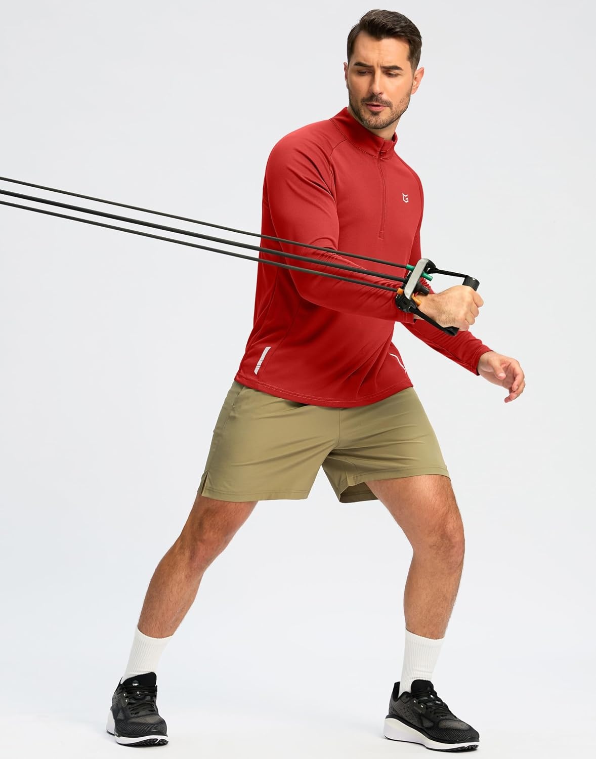 image:imageG Gradual Mens Quarter Zip Pullover Running Athletic Shirts Long SleeveRed