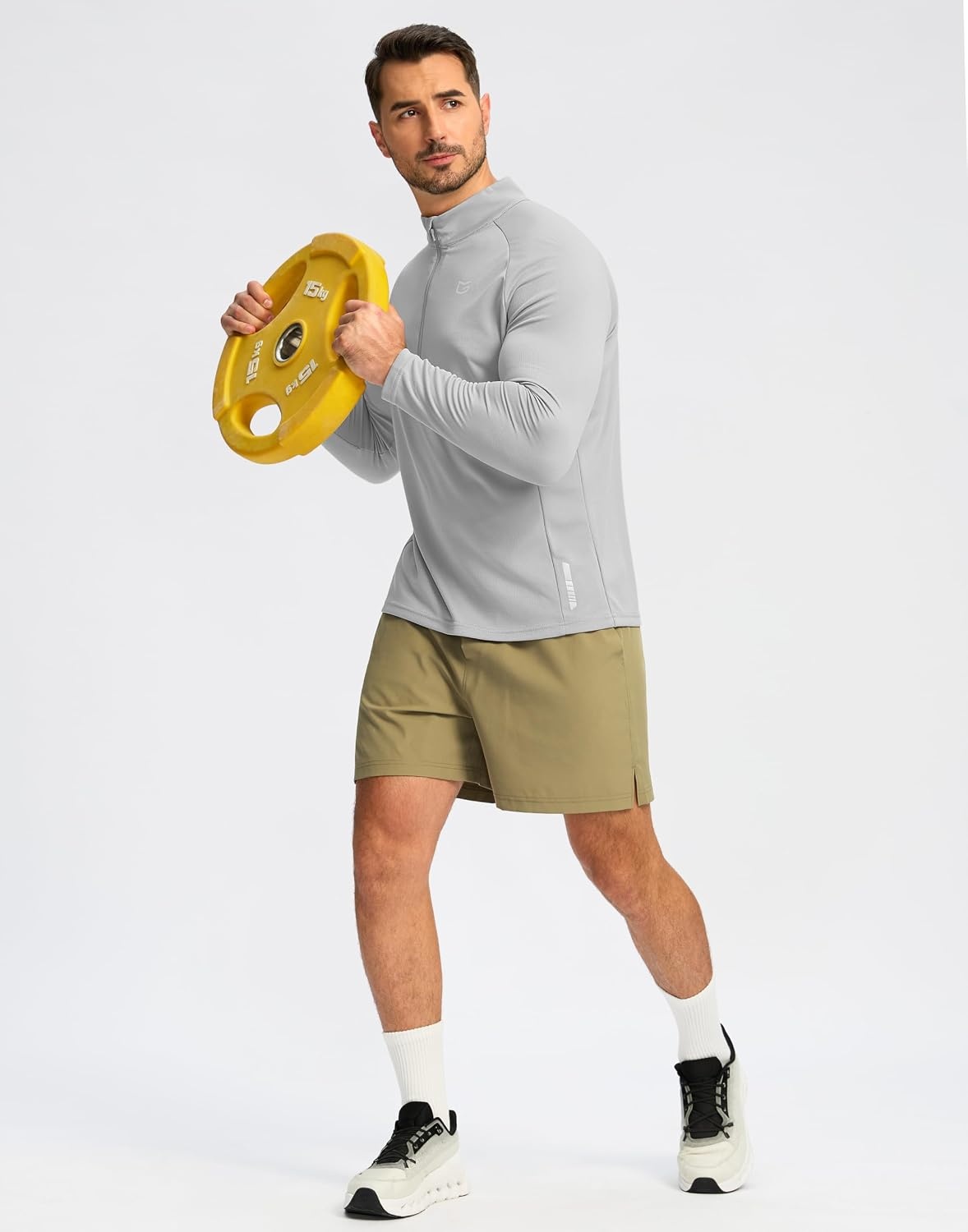 image:imageG Gradual Mens Quarter Zip Pullover Running Athletic Shirts Long SleeveSilver