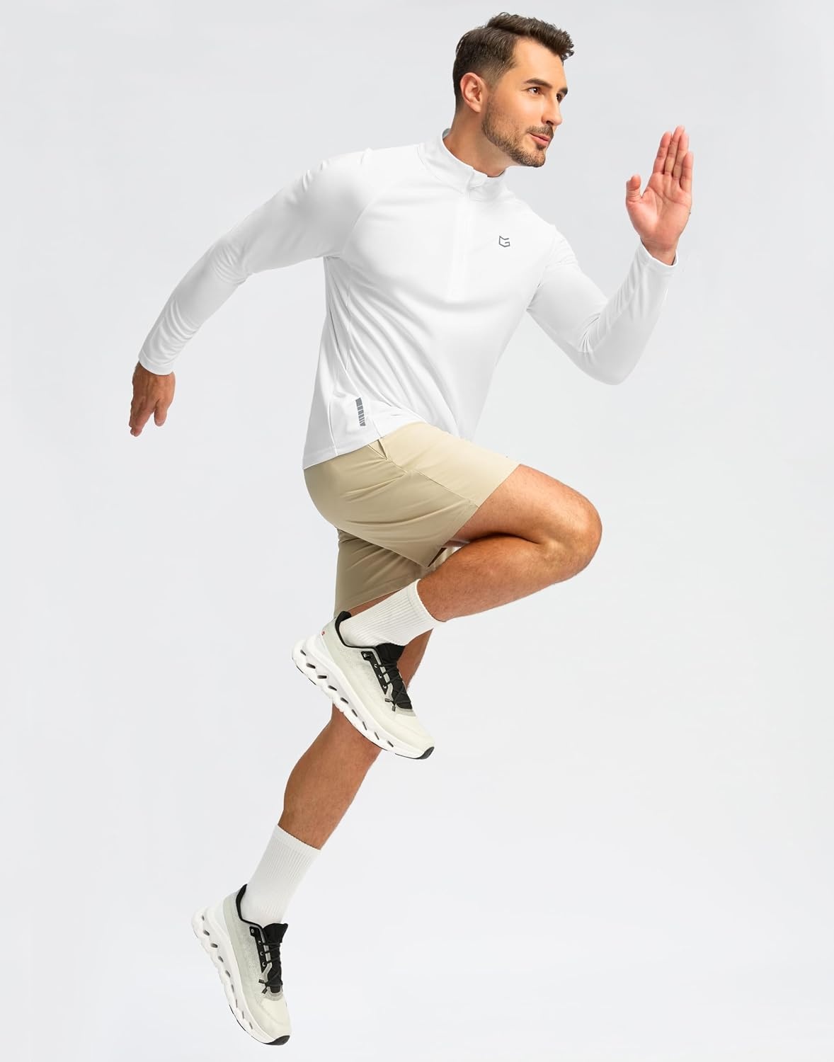 image:imageG Gradual Mens Quarter Zip Pullover Running Athletic Shirts Long SleeveWhite