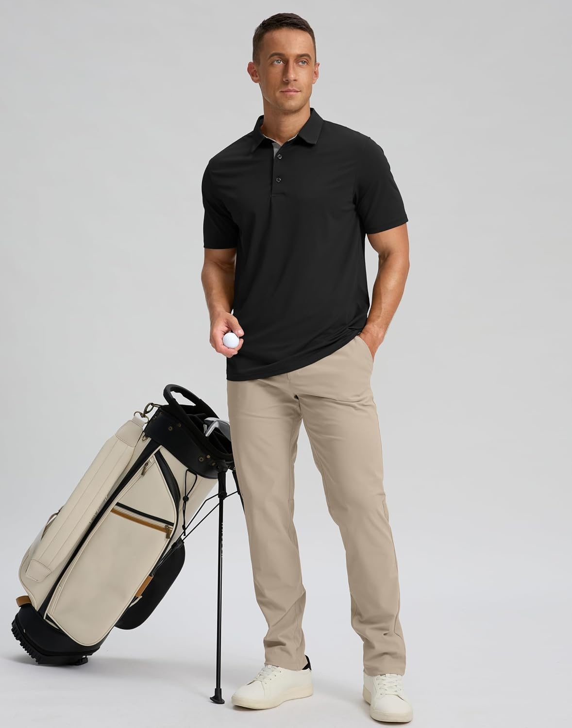 image:imageMens Golf Polo Shirts Dry Fit Moisture Wicking Performance Short SleeveAblack