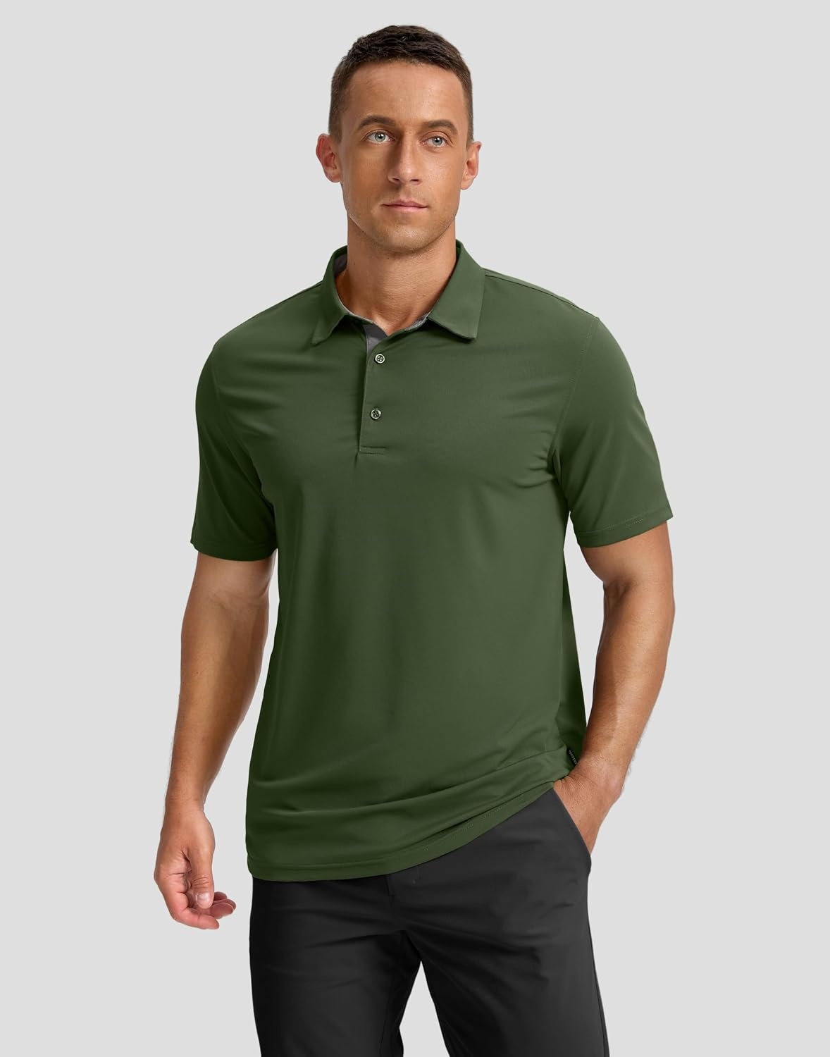image:imageMens Golf Polo Shirts Dry Fit Moisture Wicking Performance Short SleeveAdark Green