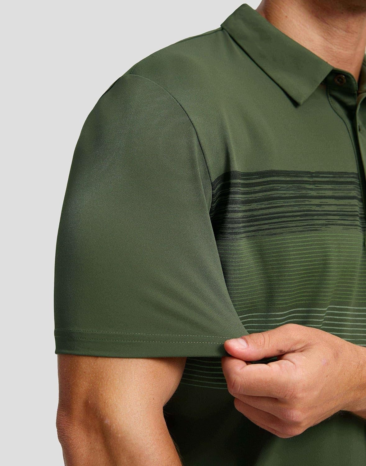 image:imageMens Golf Polo Shirts Dry Fit Moisture Wicking Performance Short SleeveBdark Green Stripe