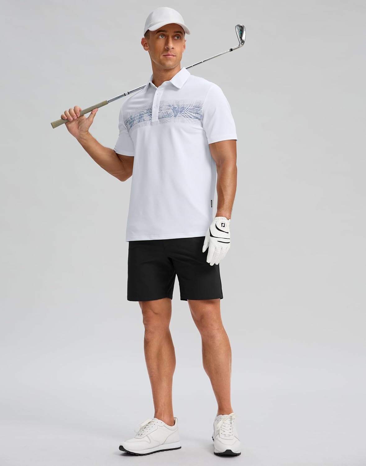 image:imageMens Golf Polo Shirts Dry Fit Moisture Wicking Performance Short SleeveBwhite Leaves