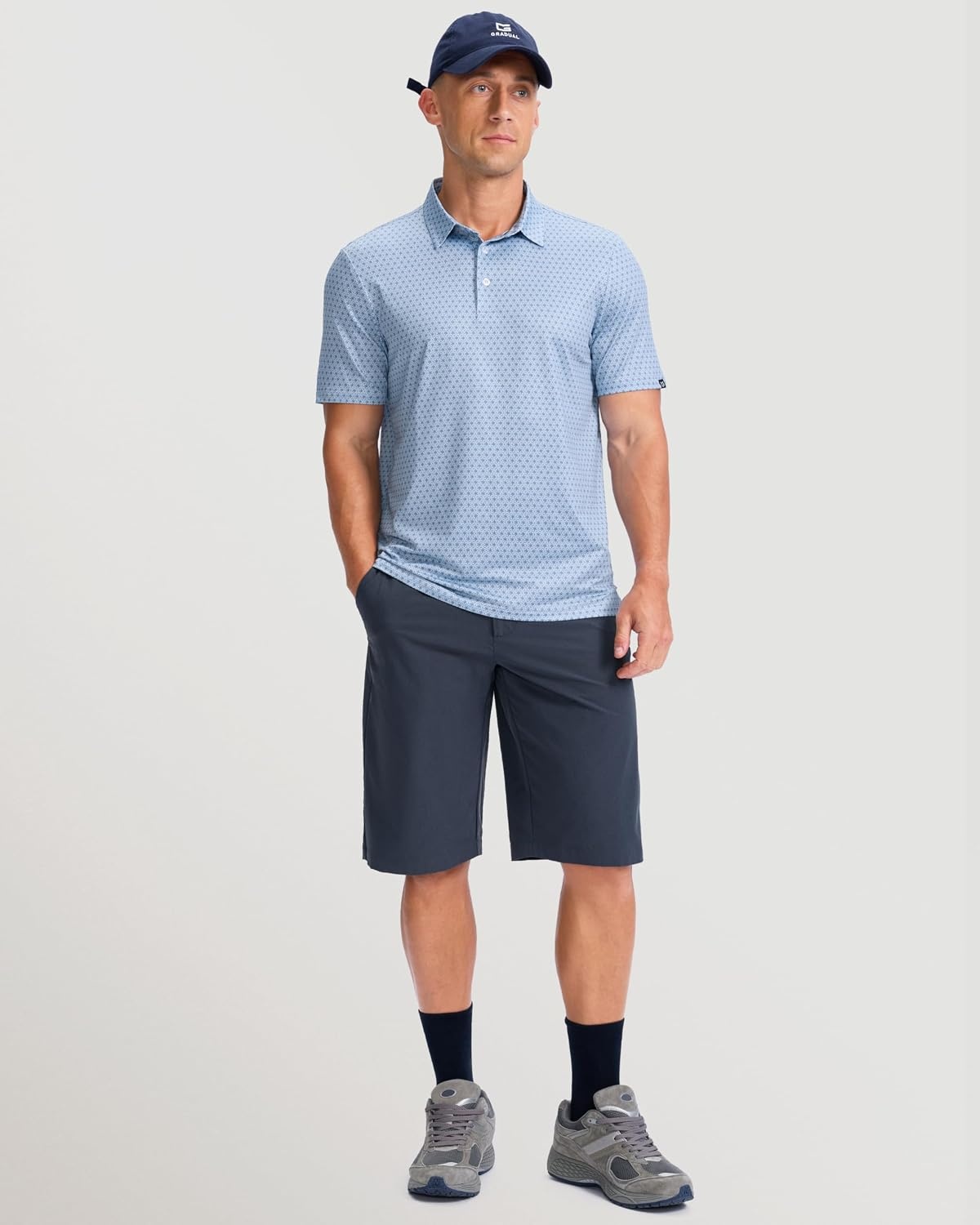 image:imageMens Golf Shirts Dry Fit Micro Print Short Sleeve PoloBlue Flower