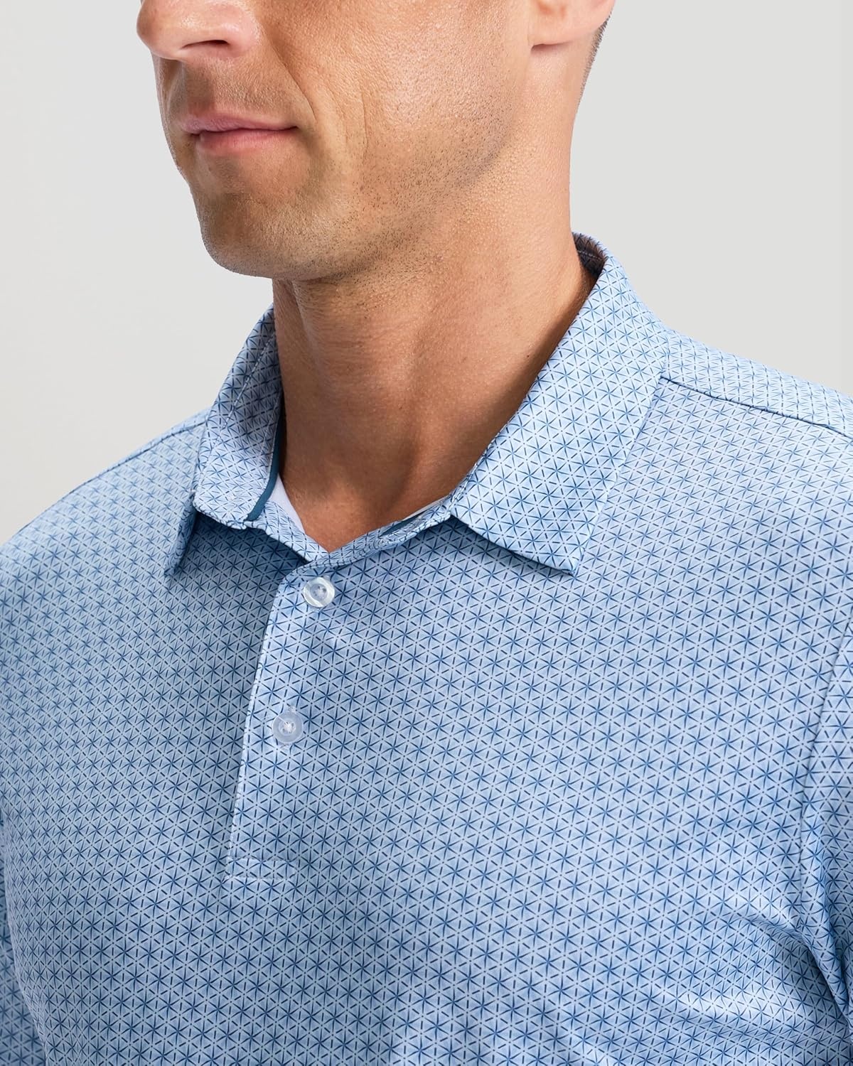 image:imageMens Golf Shirts Dry Fit Micro Print Short Sleeve PoloBlue Flower