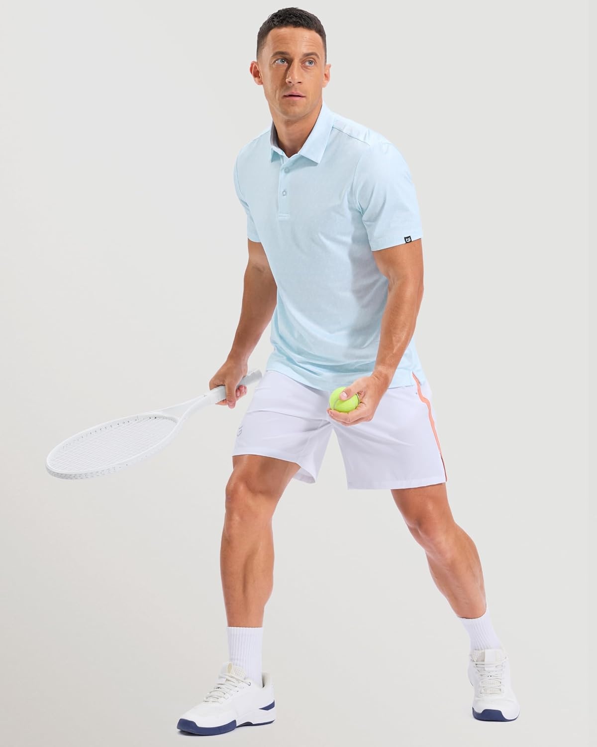 image:imageMens Golf Shirts Dry Fit Micro Print Short Sleeve PoloBlue Hexagon