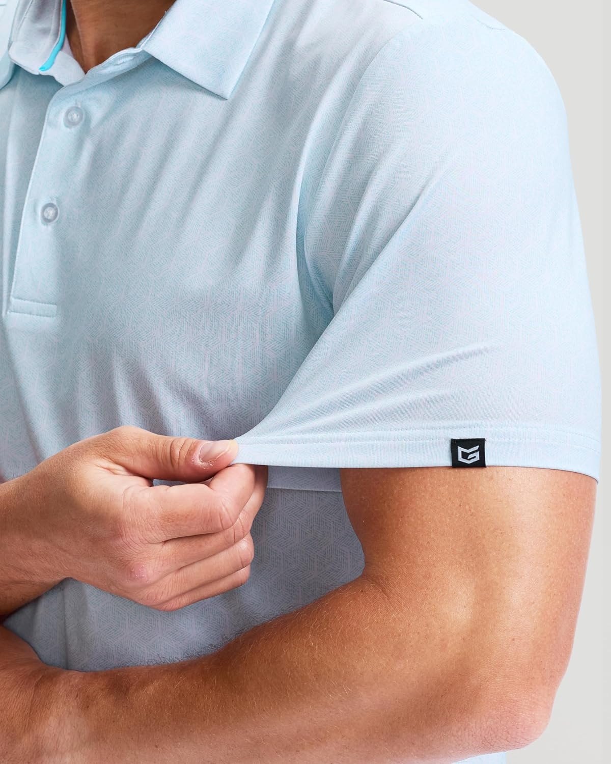image:imageMens Golf Shirts Dry Fit Micro Print Short Sleeve PoloBlue Hexagon