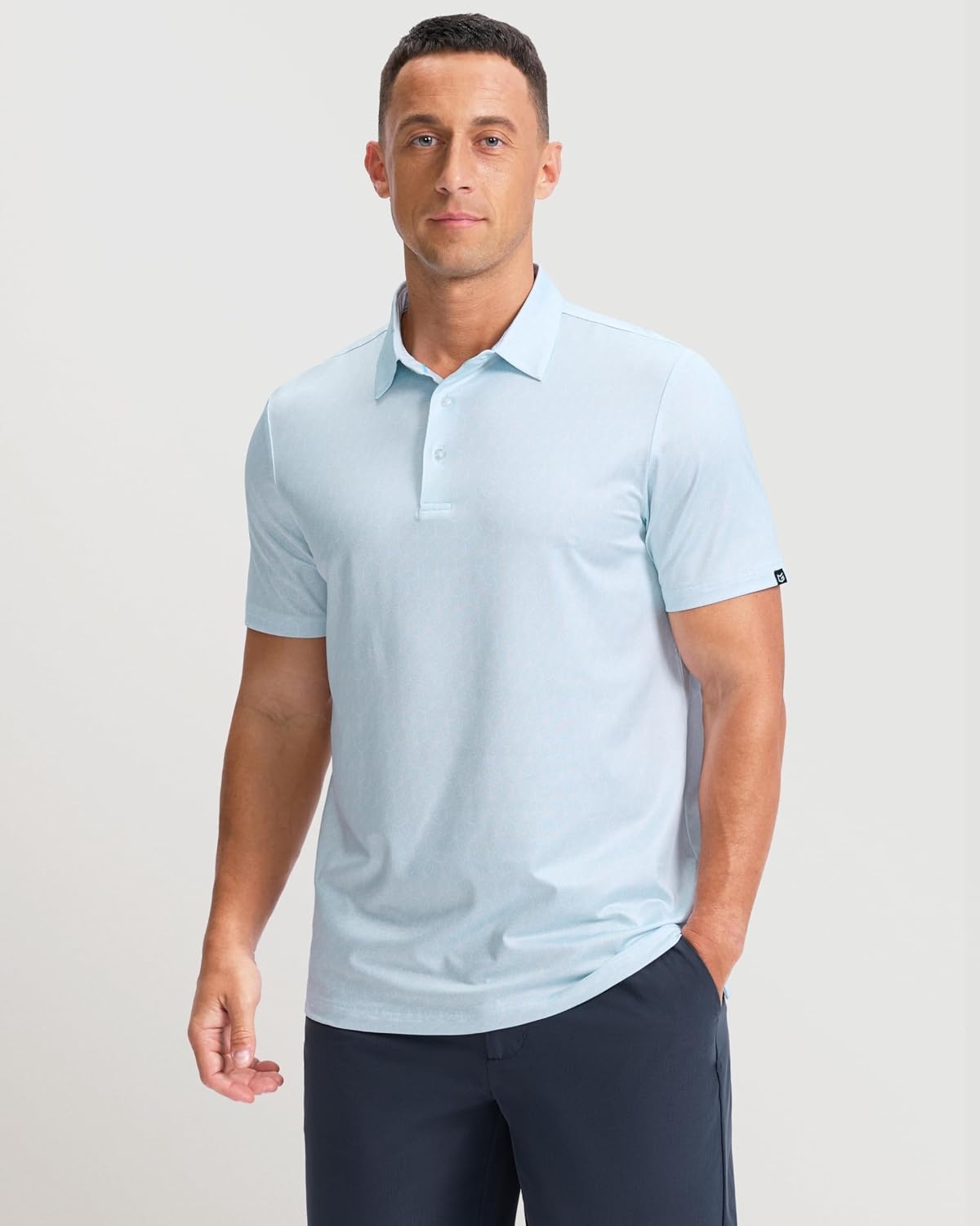 image:imageMens Golf Shirts Dry Fit Micro Print Short Sleeve PoloBlue Hexagon