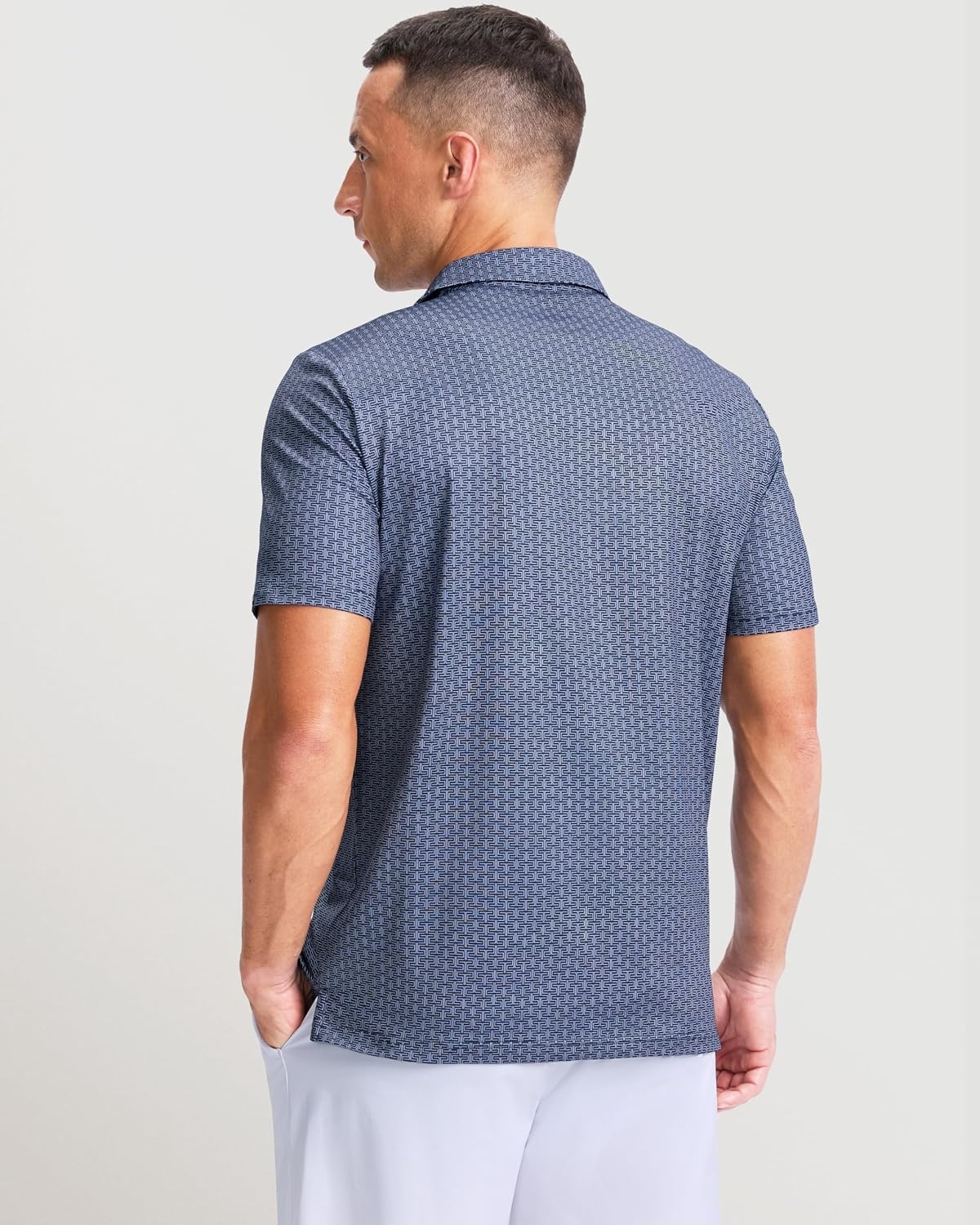 image:imageMens Golf Shirts Dry Fit Micro Print Short Sleeve PoloBlue Texture