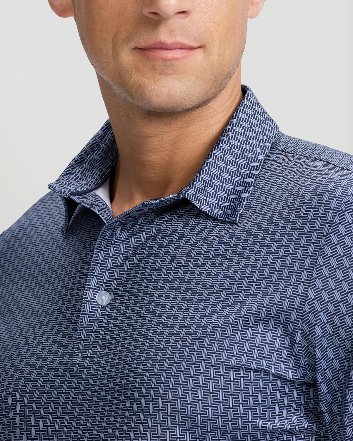 image:imageMens Golf Shirts Dry Fit Micro Print Short Sleeve PoloBlue Texture