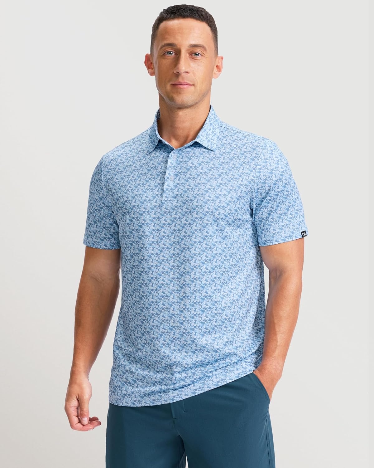 image:imageMens Golf Shirts Dry Fit Micro Print Short Sleeve PoloFloral