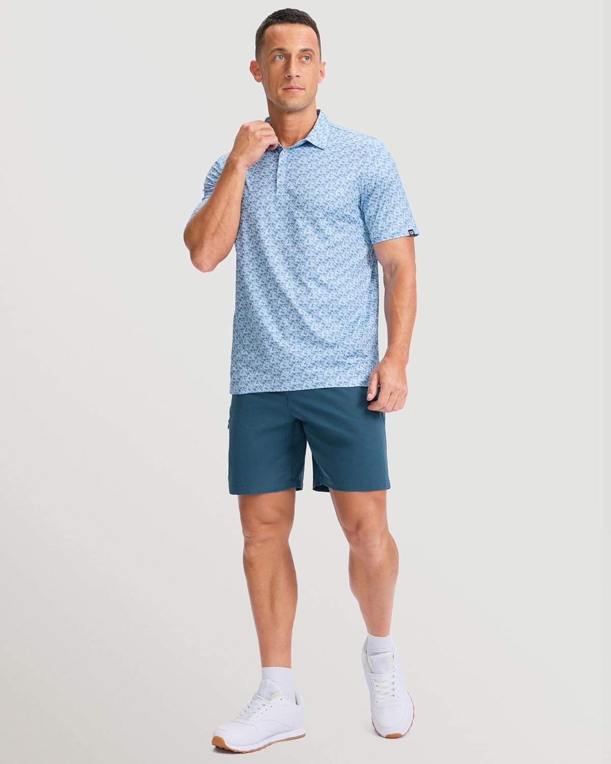 image:imageMens Golf Shirts Dry Fit Micro Print Short Sleeve PoloFloral