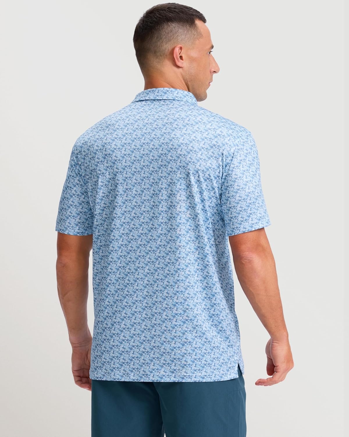 image:imageMens Golf Shirts Dry Fit Micro Print Short Sleeve PoloFloral
