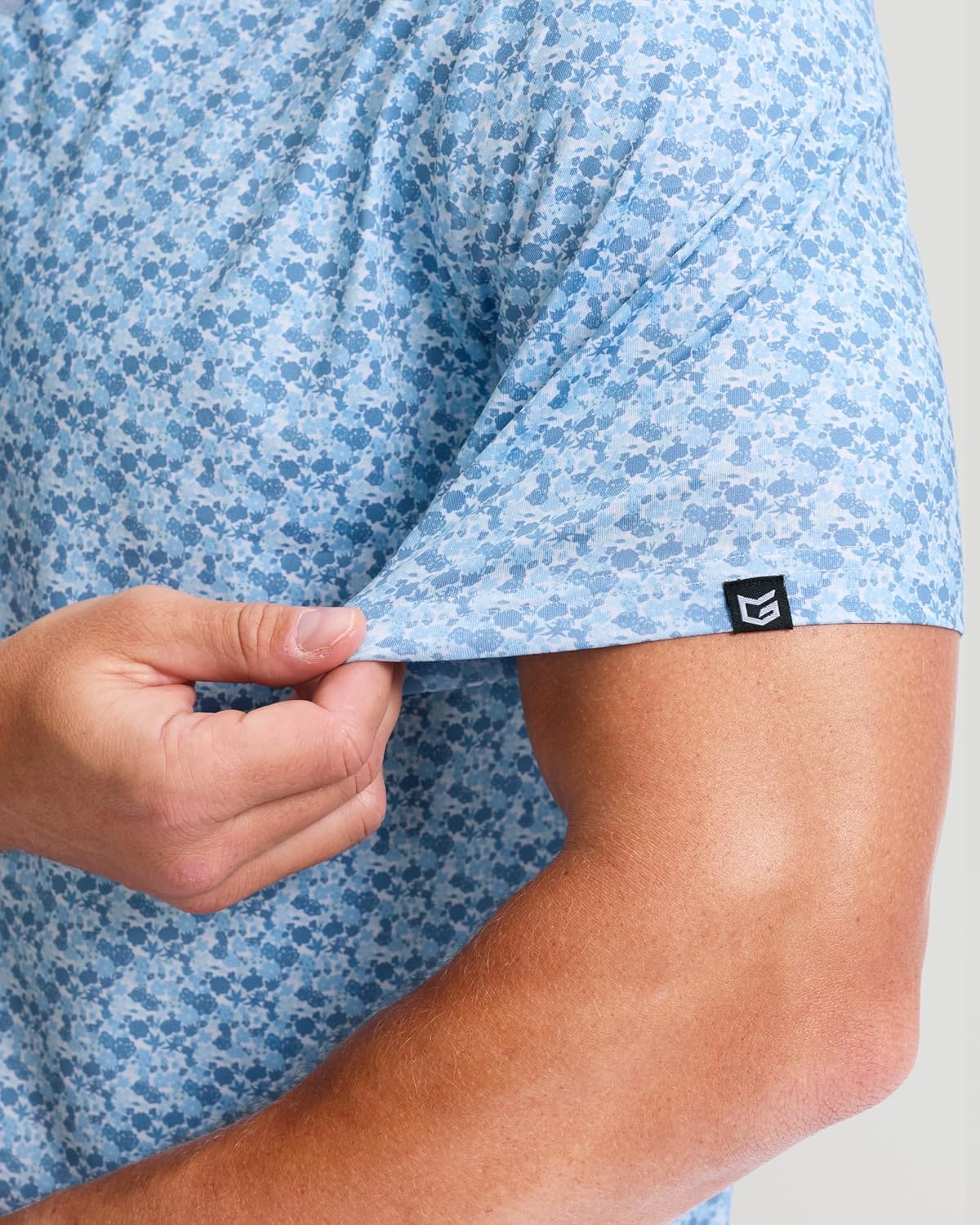 image:imageMens Golf Shirts Dry Fit Micro Print Short Sleeve PoloFloral