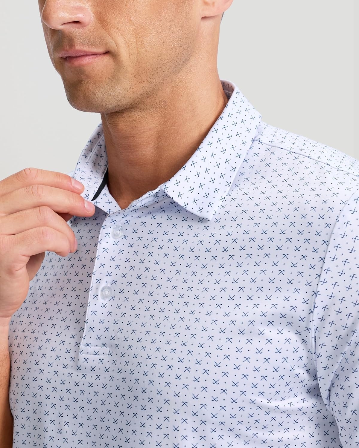 image:imageMens Golf Shirts Dry Fit Micro Print Short Sleeve PoloGolf Clubs