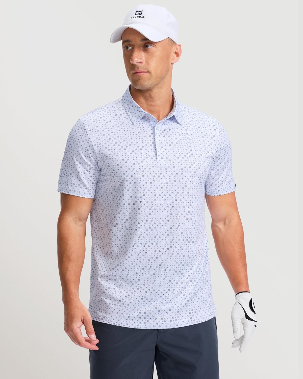 image:imageMens Golf Shirts Dry Fit Micro Print Short Sleeve PoloGolf Clubs