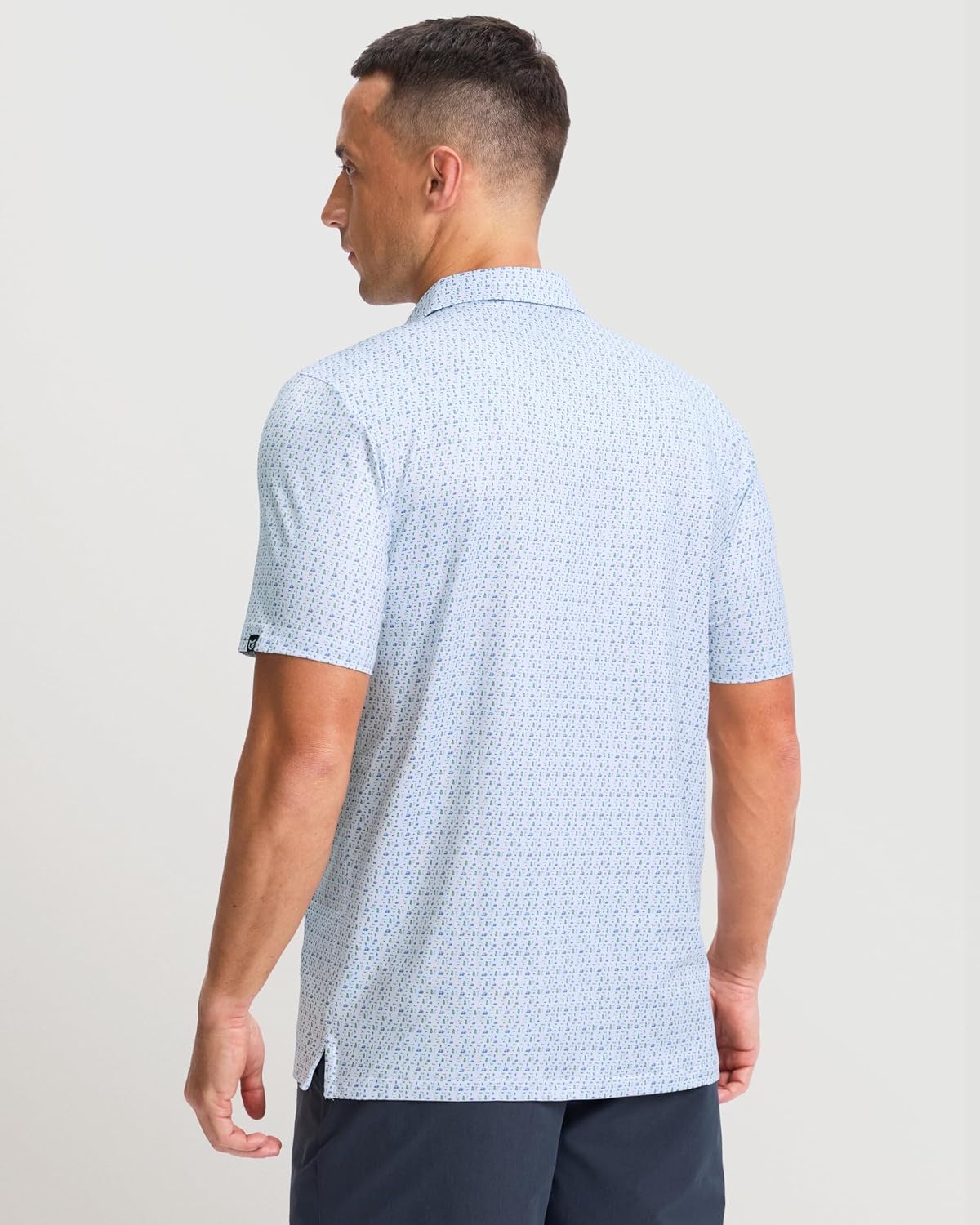 image:imageMens Golf Shirts Dry Fit Micro Print Short Sleeve PoloGolf Pattern
