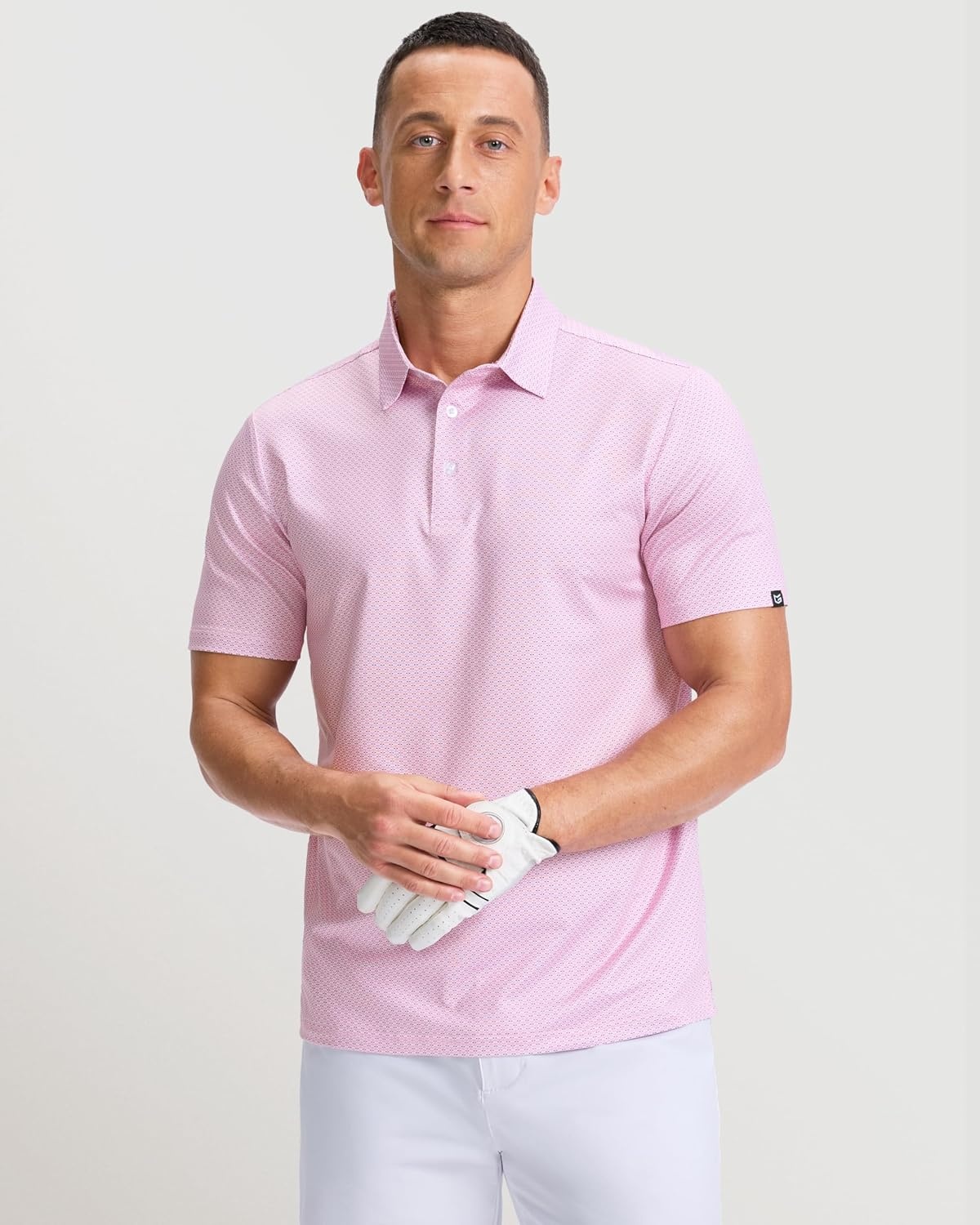 image:imageMens Golf Shirts Dry Fit Micro Print Short Sleeve PoloMini Dumbbell 2