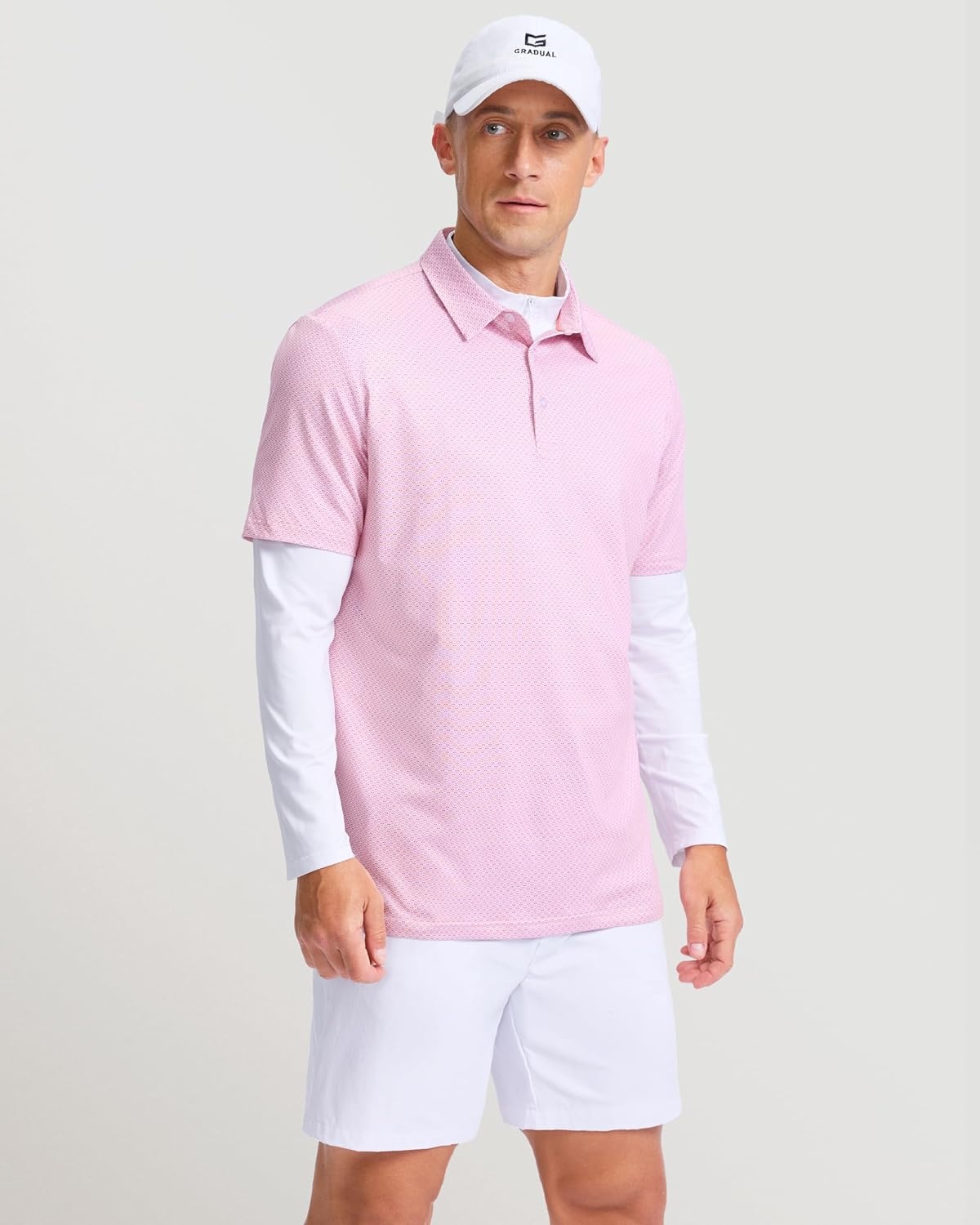 image:imageMens Golf Shirts Dry Fit Micro Print Short Sleeve PoloMini Dumbbell 2