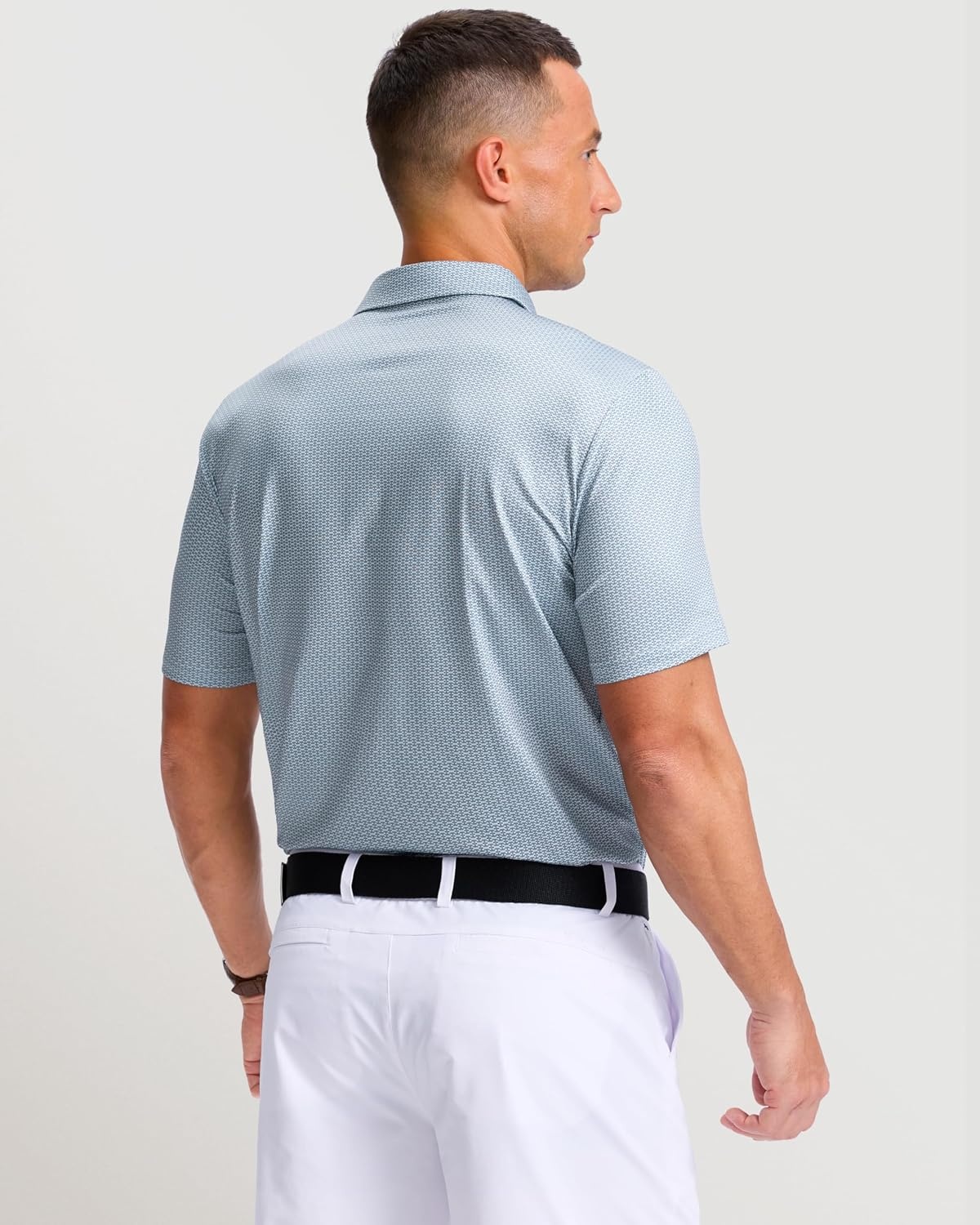 image:imageMens Golf Shirts Dry Fit Micro Print Short Sleeve PoloMini Dumbbell