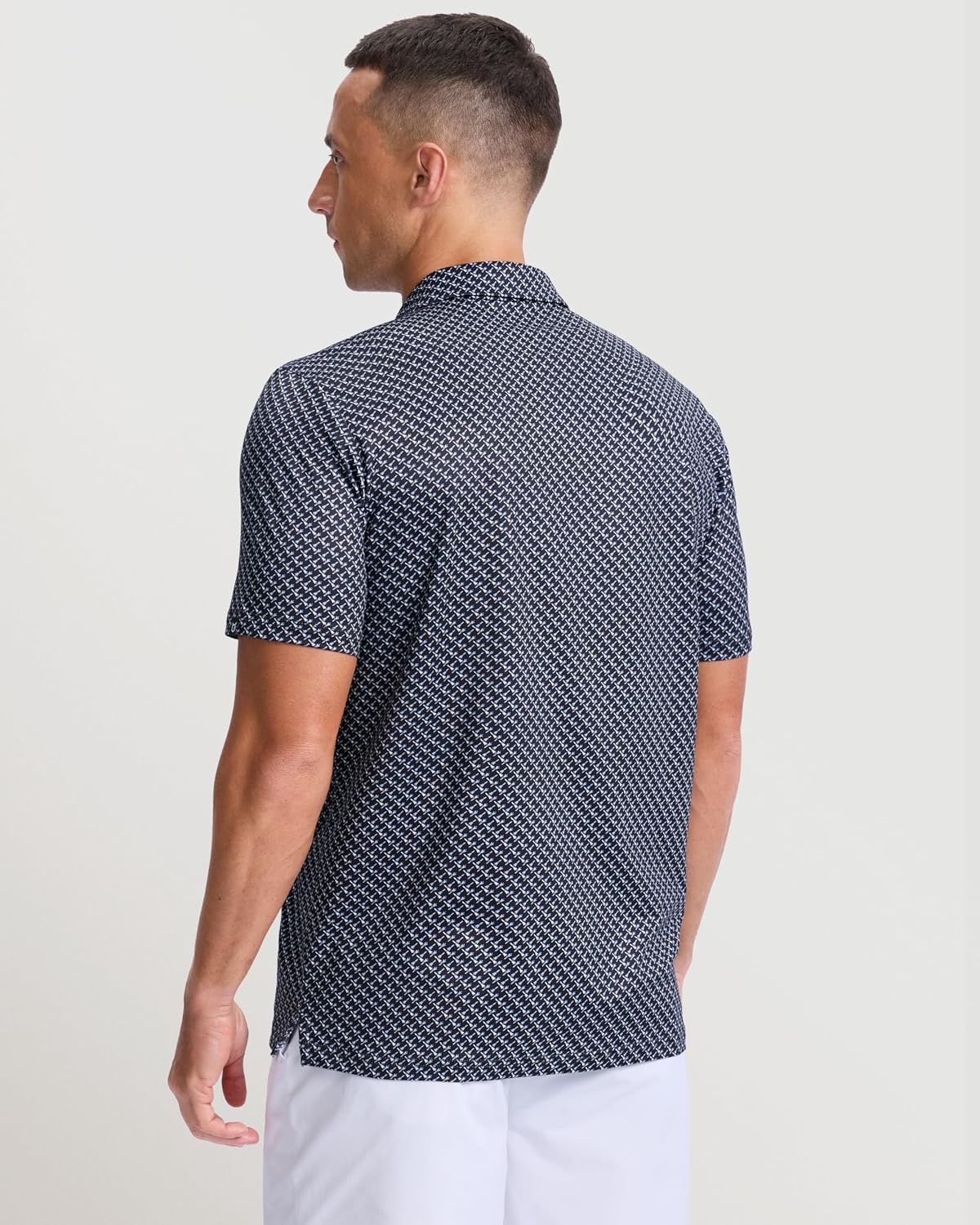 image:imageMens Golf Shirts Dry Fit Micro Print Short Sleeve PoloMini Rocket