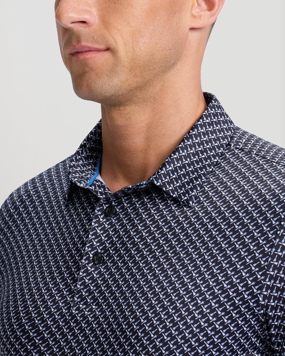 image:imageMens Golf Shirts Dry Fit Micro Print Short Sleeve PoloMini Rocket