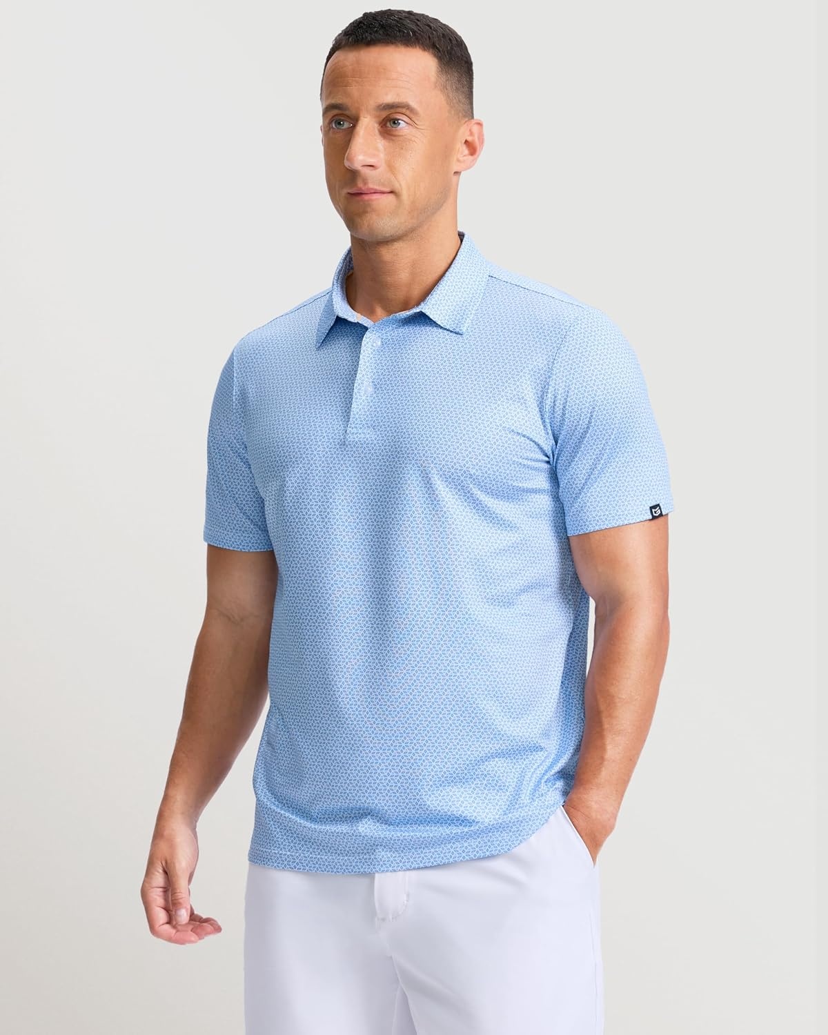 image:imageMens Golf Shirts Dry Fit Micro Print Short Sleeve PoloRhombus