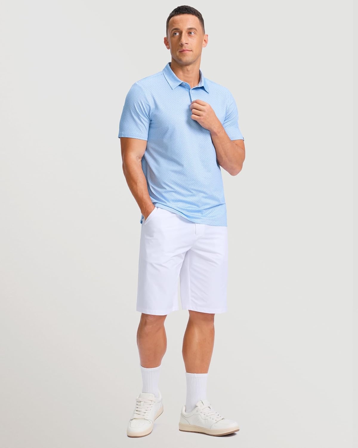 image:imageMens Golf Shirts Dry Fit Micro Print Short Sleeve PoloRhombus