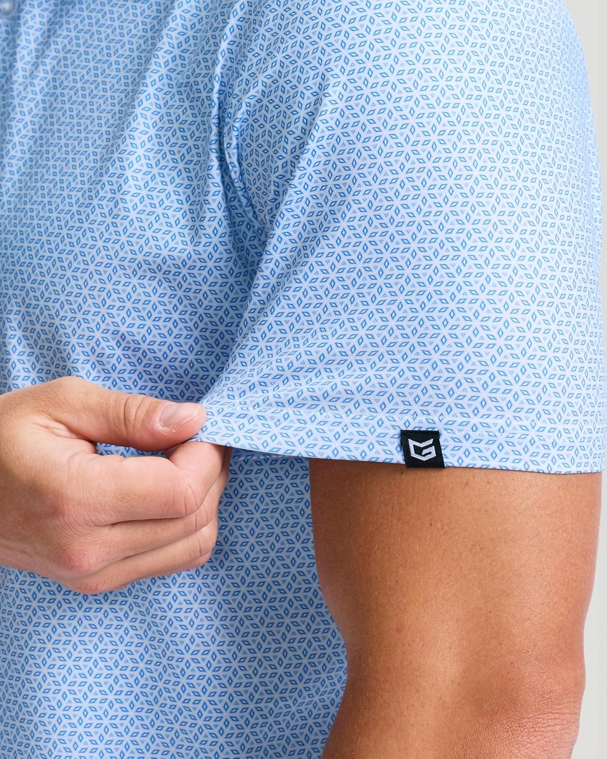 image:imageMens Golf Shirts Dry Fit Micro Print Short Sleeve PoloRhombus