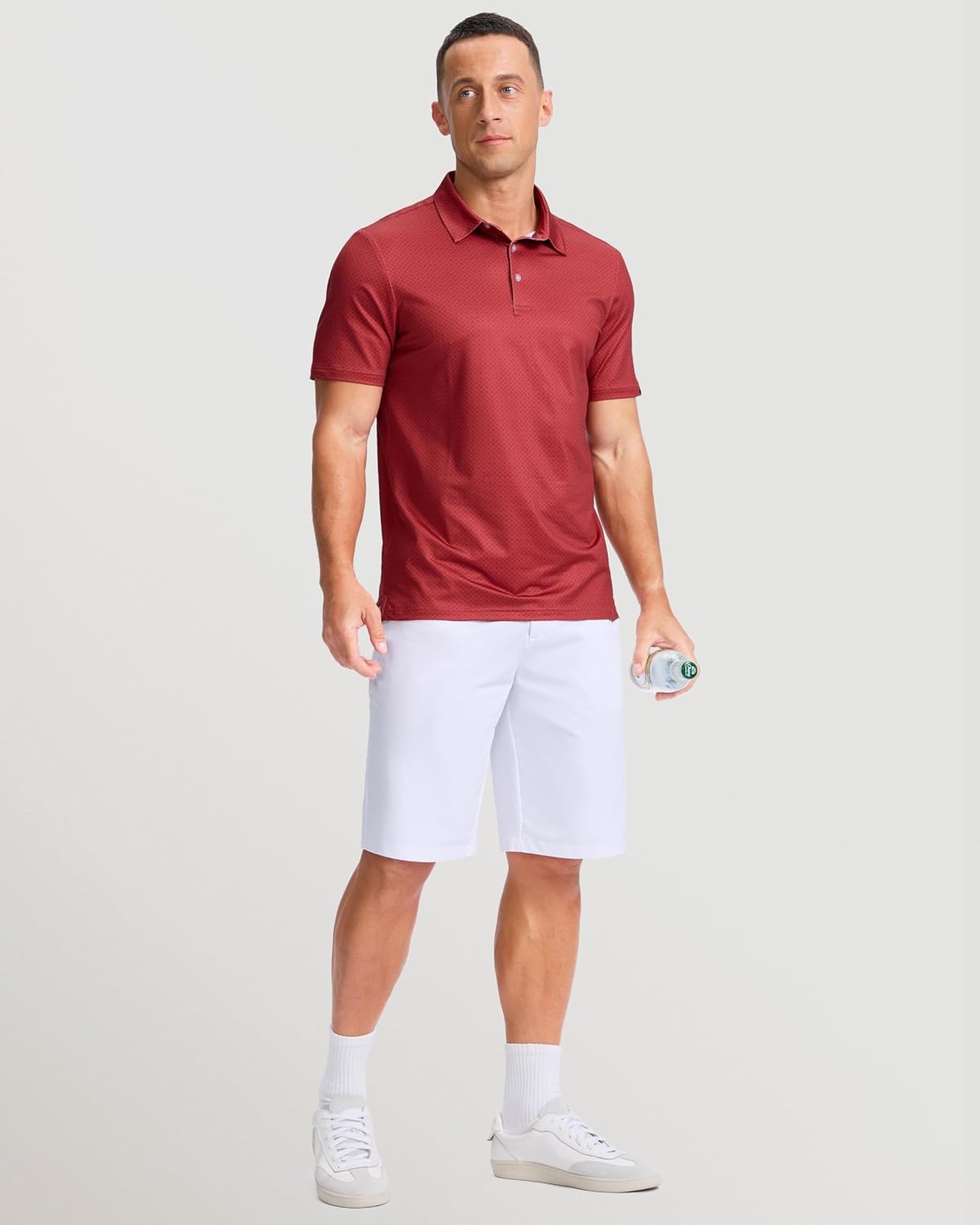 image:imageMens Golf Shirts Dry Fit Micro Print Short Sleeve PoloSmall Square