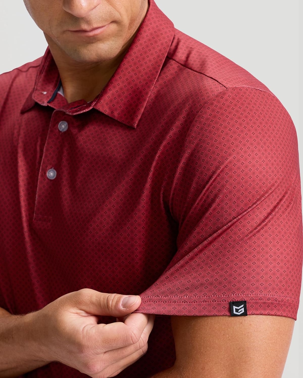 image:imageMens Golf Shirts Dry Fit Micro Print Short Sleeve PoloSmall Square