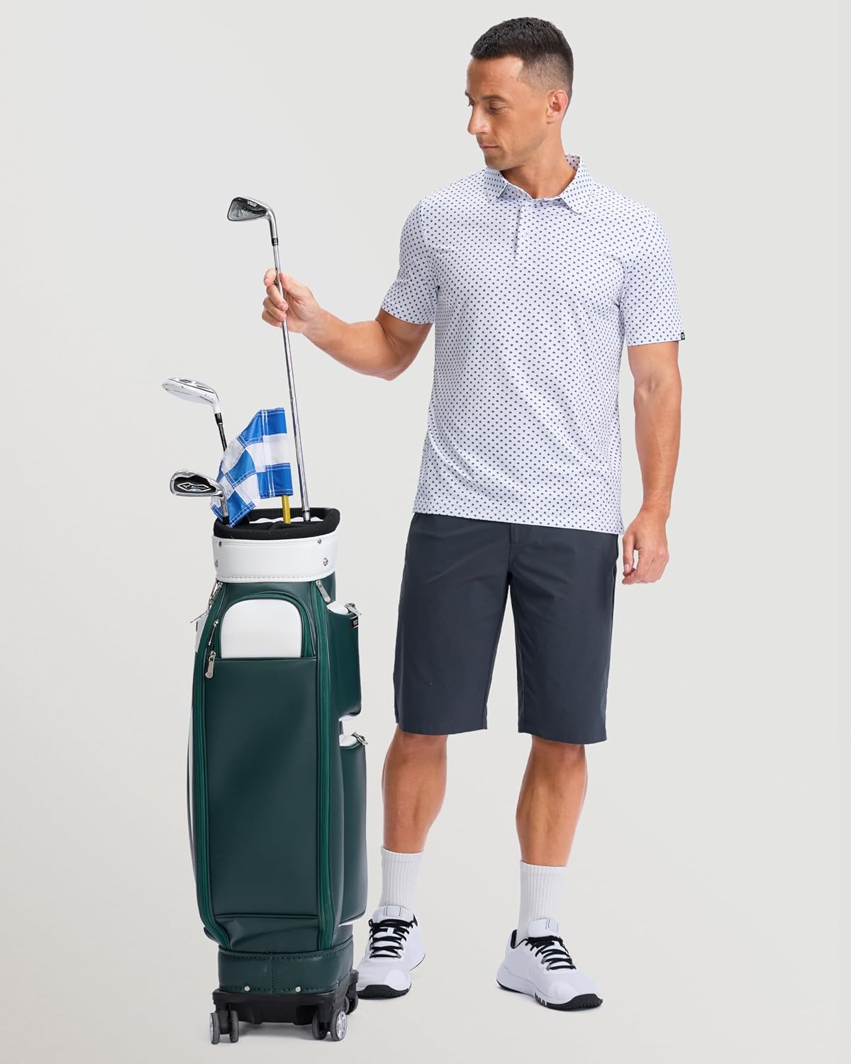 image:imageMens Golf Shirts Dry Fit Micro Print Short Sleeve PoloSwirl
