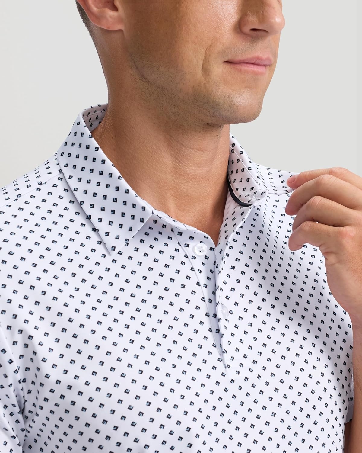 image:imageMens Golf Shirts Dry Fit Micro Print Short Sleeve PoloSwirl