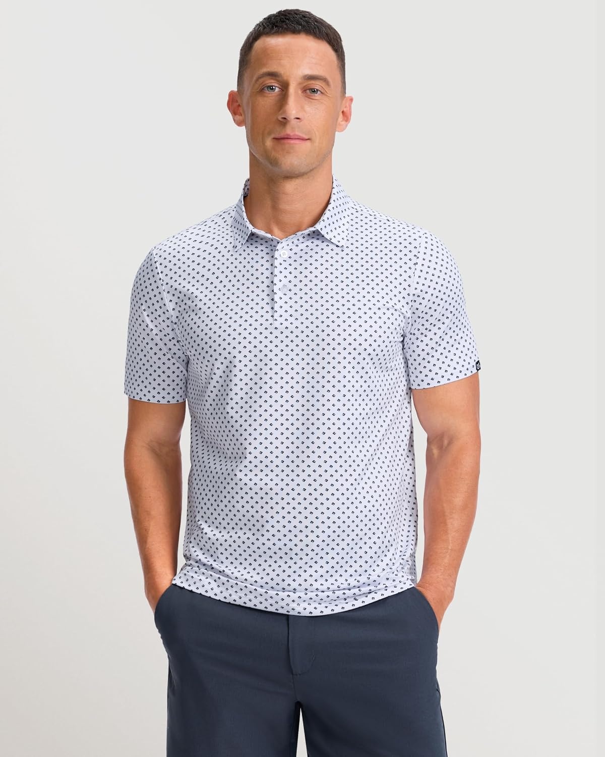 image:imageMens Golf Shirts Dry Fit Micro Print Short Sleeve PoloSwirl