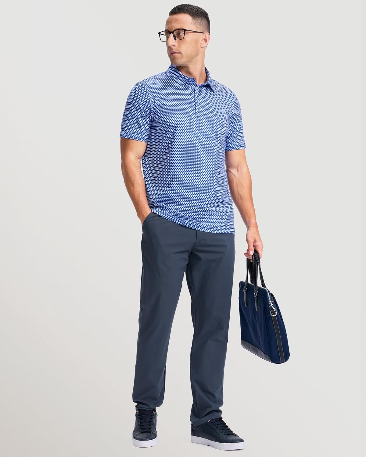 image:imageMens Golf Shirts Dry Fit Micro Print Short Sleeve PoloWavy Floral