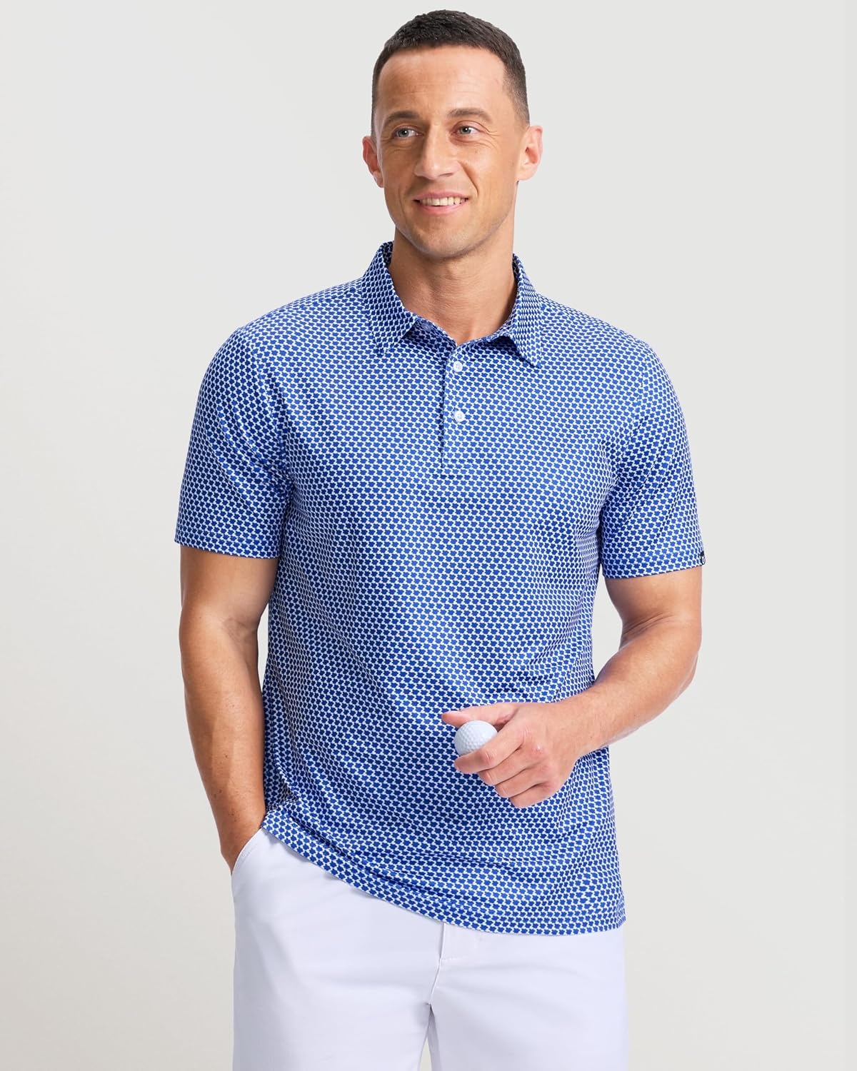 image:imageMens Golf Shirts Dry Fit Micro Print Short Sleeve PoloWavy Floral