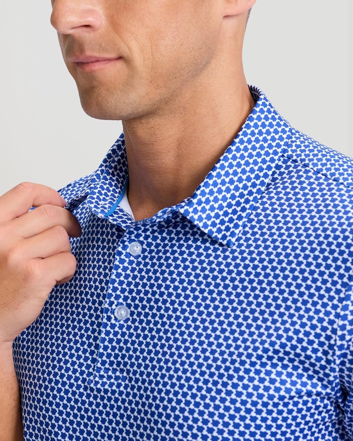 image:imageMens Golf Shirts Dry Fit Micro Print Short Sleeve PoloWavy Floral
