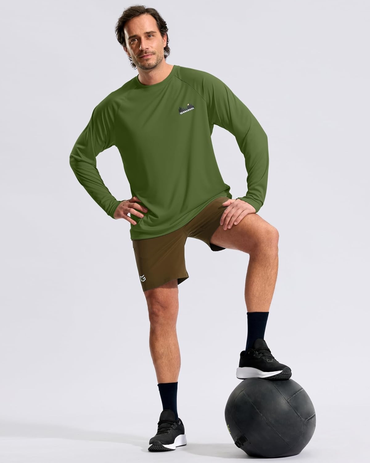 image:imageMens Sun Protection Shirts UPF 50 Rash Guard Swim for MenArmy Green Compass