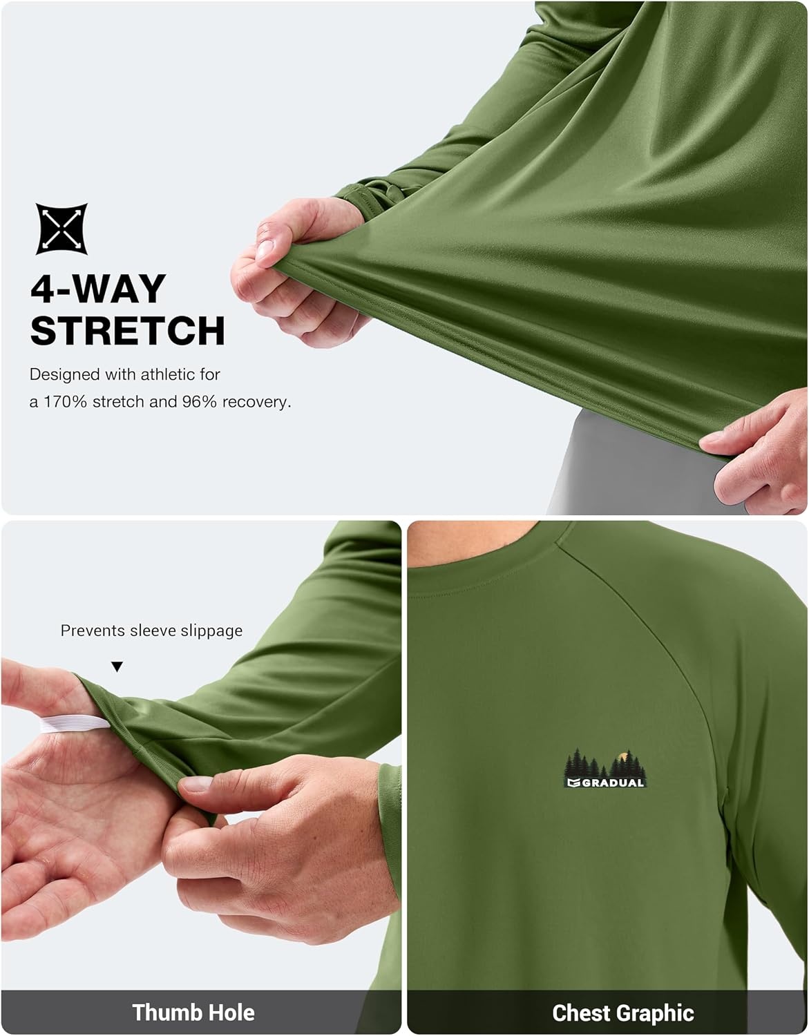 image:imageMens Sun Protection Shirts UPF 50 Rash Guard Swim for MenArmy Green Compass