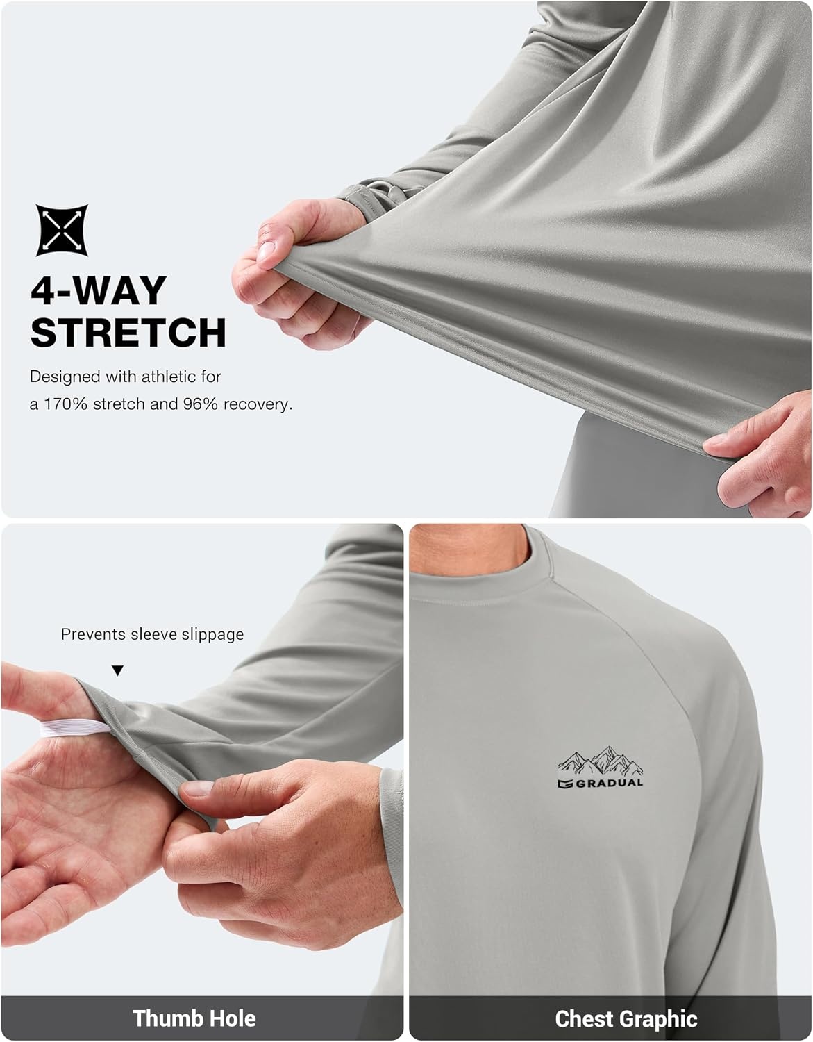 image:imageMens Sun Protection Shirts UPF 50 Rash Guard Swim for MenGrey Gradient Mountai