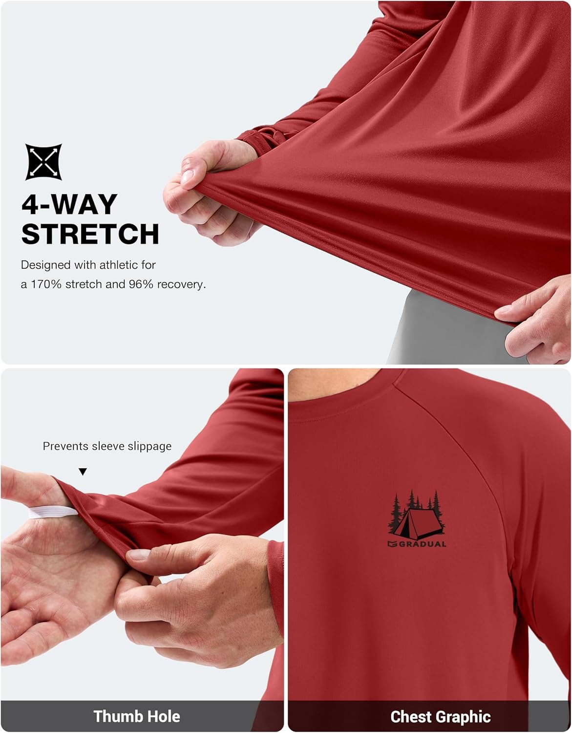 image:imageMens Sun Protection Shirts UPF 50 Rash Guard Swim for MenRed Black Tent